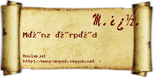Münz Árpád névjegykártya
